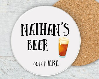 Personalised Beer Coaster, Dad Gift, Father's Day Idea