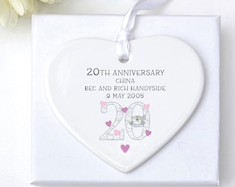 Personalised 20th Anniversary Ceramic Keepsake Gift