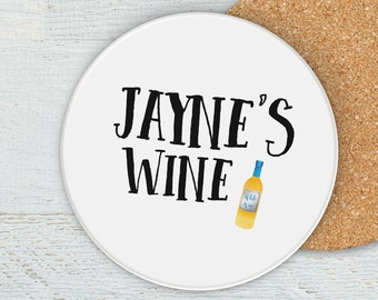 Personalised Wine White Coaster, Wine White Gift, Friendship Gift, Personalised Coaster, Wine White Coaster