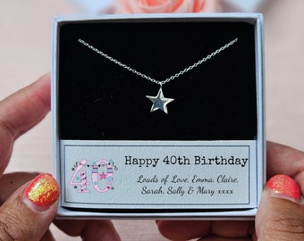 Sterling Silver 40th Birthday Necklace, Cubic Zirconia Pendant