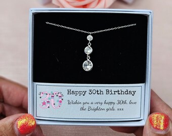 Collar de plata de ley para 30 cumpleaños: colgante de circonita cúbica