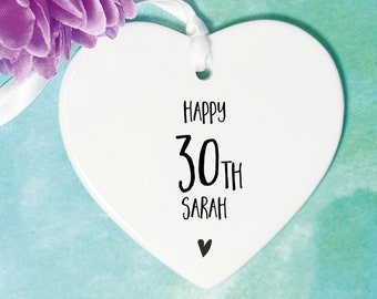 Personalised 30th Birthday Ceramic Heart Keepsake