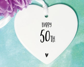 50th Birthday ornament, 50th keepsake, 50th ceramic, 50th Birthday