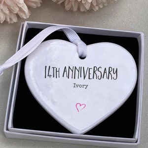 14th Anniversary ceramic Keepsake, 14th Anniversary Ornament, 14th Anniversary