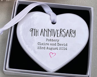 Personalised 9th Anniversary ceramic Keepsake, 9th Anniversary gift, Personalised 9th Anniversary