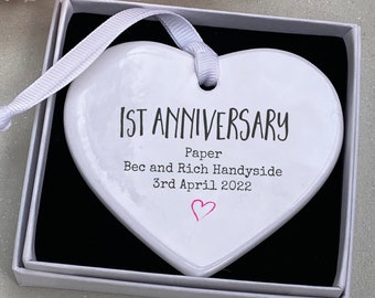 Personalised 1st Anniversary ceramic Keepsake, 1st Anniversary gift, Personalised 1st Anniversary, Paper Anniversary, 1st Anniversary