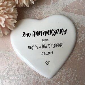2nd Anniversary ceramic Keepsake, 2nd Anniversary Coaster, 2nd Anniversary gift
