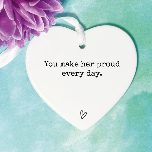 Corazón de cerámica de recuerdo, pérdida de un padre, regalo de condolencia