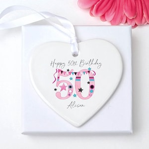 50th Birthday Gift, 50th gift, personalised 50 keepsake, Bunting 50th birthday, 50th Birthday gift, 50th  keepsake, 50th, 50th Gift for her