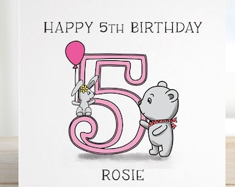 5th Birthday card, personalised birthday for son, daughter, grandchild, niece, nephew, goddaughter, godson