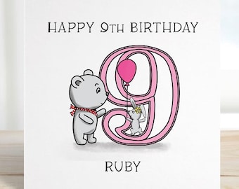 9th Birthday card, personalised birthday for son, daughter, grandchild, niece, nephew, goddaughter, godson