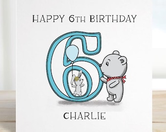 6th Birthday card, personalised birthday for son, daughter, grandchild, niece, nephew, goddaughter, godson