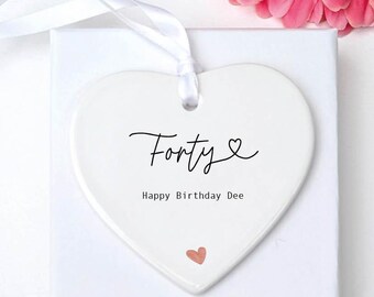 40th Birthday Hanging Heart Keepsake Gift Personalised Milestone Birthday Present For Her