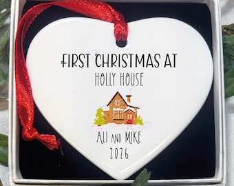 First Home Christmas Ornament: personalised Keepsake Ceramic Bauble