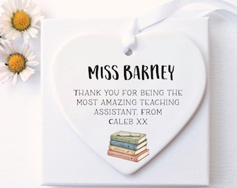 Personalised Teaching Assistant Heart Keepsake Gift, Thank You TA Plaque, Nursery Classroom Leaving Present