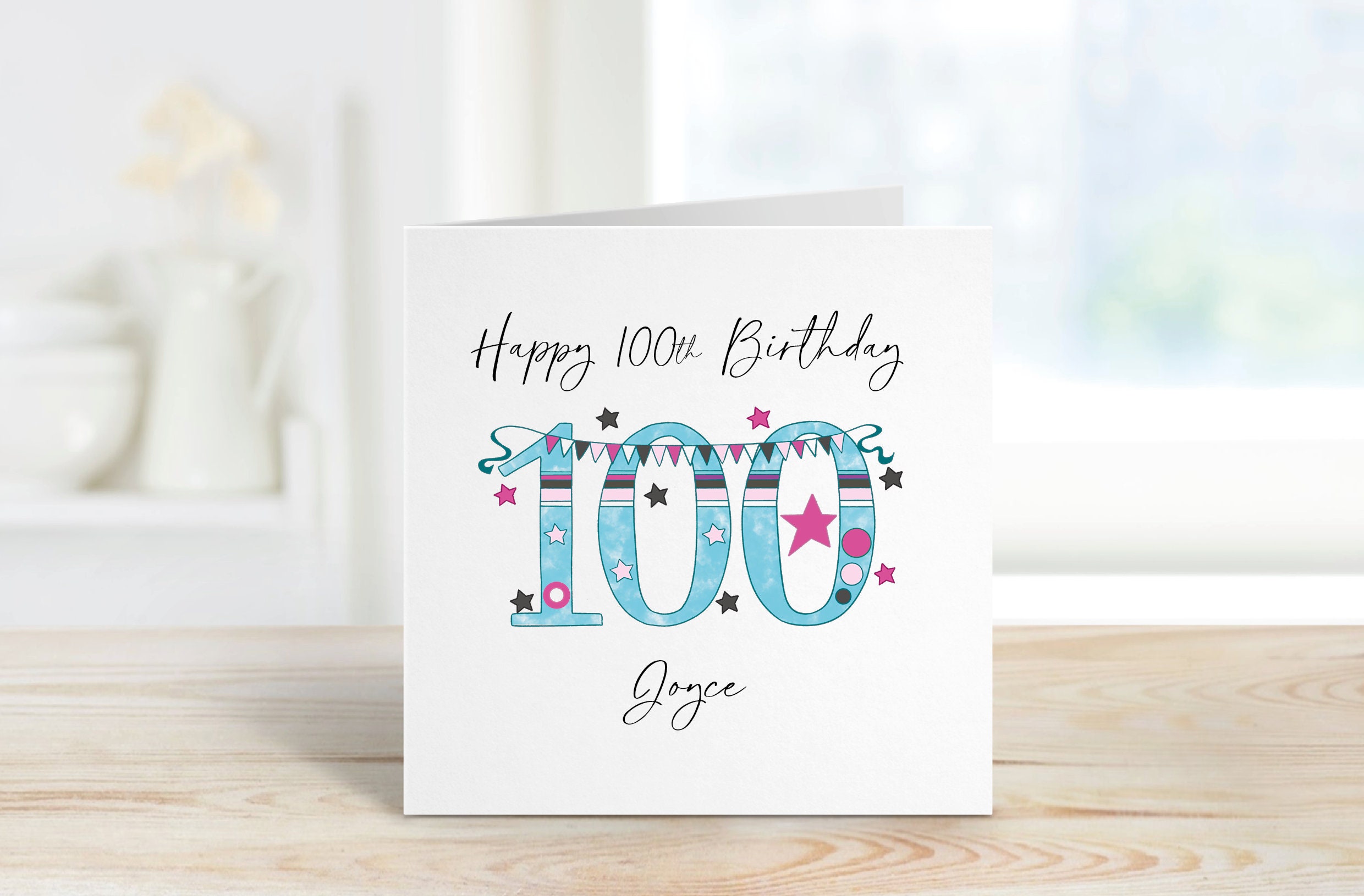 Personalised 100th Birthday Card: Bunting Design - Etsy UK