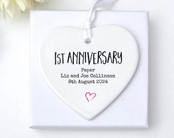 Personalised 1st Anniversary Ceramic Keepsake, Paper Anniversary Gift