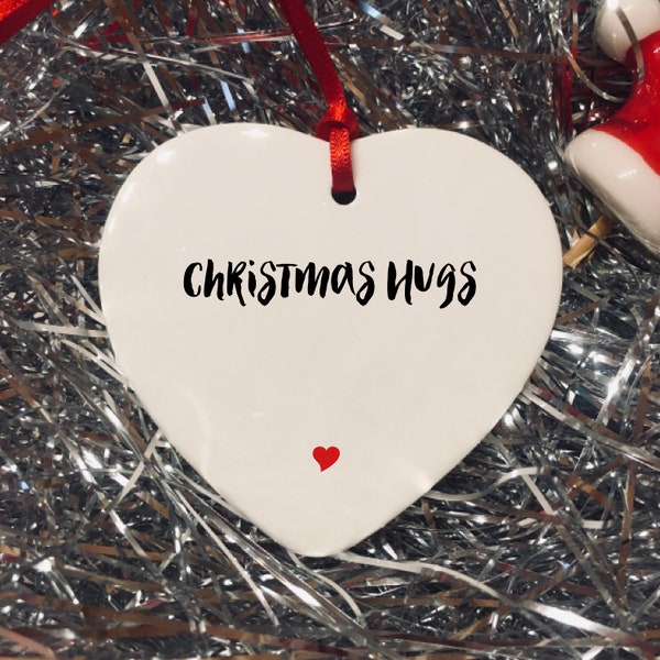 Christmas Hugs, sending hugs, family ceramic, Christmas ornament, 2023 Christmas, 2023 ornament, Christmas 2023, Tree decoration 2023,
