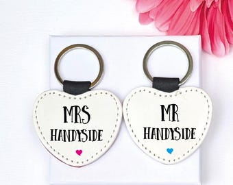 Personalised pair of  Mr & Mrs Glitter Style Keyrings
