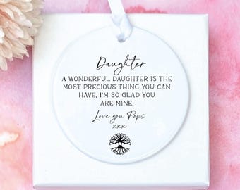 Daughter Gift: Keepsake Ceramic Ornament with Crystal Angel