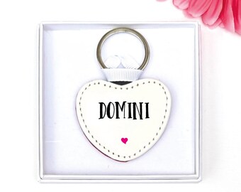 Personalised Heart Name Glitter Style Keyring