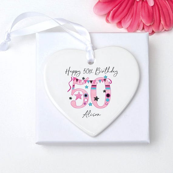 50th Birthday Gift, 50th gift, personalised 50 keepsake, Bunting 50th birthday, 50th Birthday gift, 50th  keepsake, 50th, 50th Gift for her
