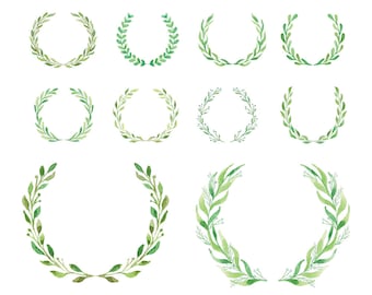 Watercolor Clipart Set - Wreath Clipart - Woodland Clipart - Boho Clipart - Rustic Clipart - Greenery Clipart - Instant Download