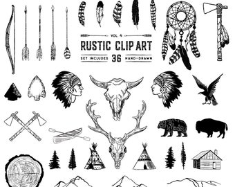 Rustic Clipart - Forest Animals - Animal Clipart - Adventure Clipart - Photoshop Overlay Clipart - Woodland Clipart - Outdoors - Boho