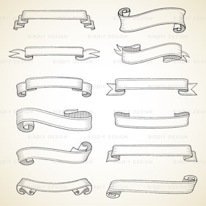 Rustieke Banners Clipart - Vintage Banners - Rustieke Boho Bruiloft Clipart - Photoshop Borstels - EPS en PNG - Instant Download Clip Art