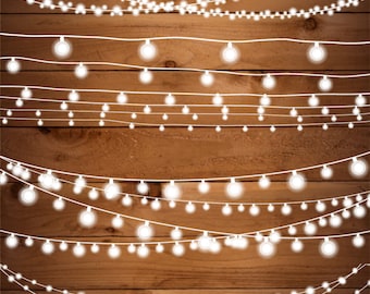 String Lights Clipart - Fairy Lights Clipart - Party Lights Clipart - String Art - Rustic Clipart - PNG AI EPS Files - Instant Download