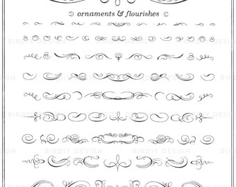 Vintage Ornaments Clipart Set - Calligraphy Clipart - Boho Clipart - Rustic Clipart - Clip Art - EPS and PNG - Instant Download