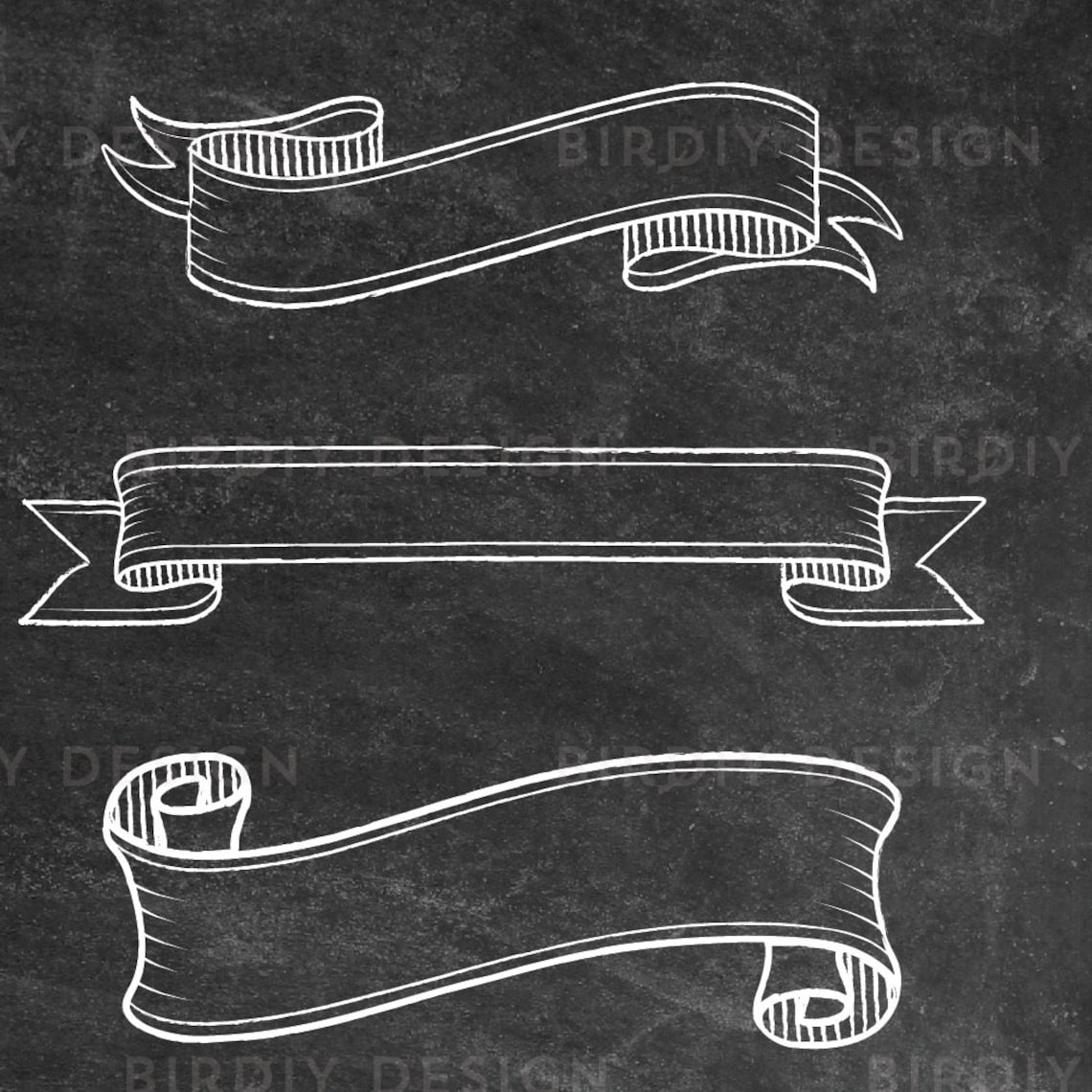 Rustic Banners Clipart Chalkboard Chalk Clipart Rustic Etsy