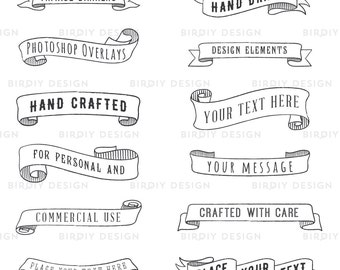 Banner Clipart - Rustic Clipart - Wedding Clipart - Photoshop Overlay - Photo Overlay - Editable Template