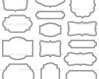 Vintage Frames Clip Art Set - Frames with Solid Lines - Vector EPS and Photoshop Brush - Instant Download - Graphic Design Resources