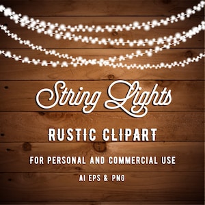 String Lights Clipart - Lichterketten Clipart - Party Lichter Clipart - Rustikale Clipart - String Art - PNG AI EPS Dateien - Direkter Download