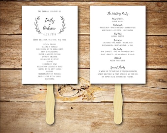 Wedding Program Template - Printable Wedding Program - DIY Wedding Fan Template  - Instant Download - Wreath Collection