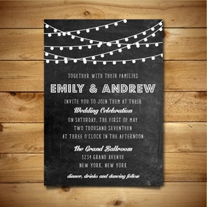 Wedding Invitation Template - Printable Wedding Invitation - Rustic Invitation Template - Instant Download - String Lights Collection