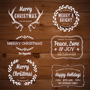 Chalk Digital Holiday Greetings Overlays - Christmas & New Year&#39;s Editable Photo Card Template - Adobe Photoshop PSD - Instant Download