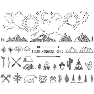 Forest Animals - Woodland Clipart - Animal Clipart - Adventure Clipart - Monoline - Photoshop Overlay Clipart - Woodland Clipart - Outdoors