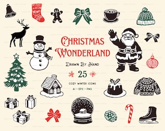 Frohe Weihnachten Clipart | Winter Clipart | Urlaub Clip Art | Weihnachtsmann Clipart | Schneeflocke Clipart | Weihnachtsbaum Clipart | Lebkuchen-Haus