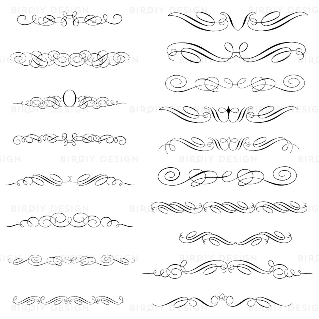 Vintage Clipart Scrolls and Flourishes - Calligraphy Clipart - EPS and ...