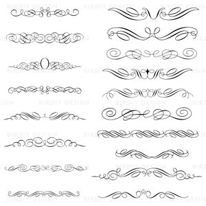 Vintage Clipart Scrolls and Flourishes - Kalligraphie Clipart - EPS und PNG - Instant Download
