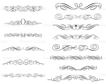 Vintage Clipart Scrolls and Flourishes - Calligraphy Clipart - EPS and PNG - Instant Download