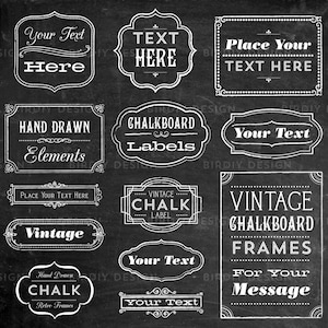 Rustic Frames Clipart - Rustic Boho Chalkboard Chalk Clipart - Boho Wedding Clipart Clip art - EPS and PNG  - Instant Download