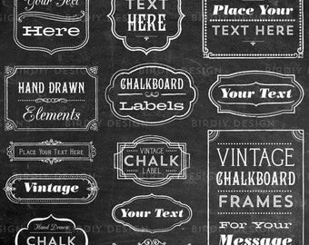 Rustic Frames Clipart - Rustic Boho Chalkboard Chalk Clipart - Boho Wedding Clipart Clip art - EPS and PNG  - Instant Download