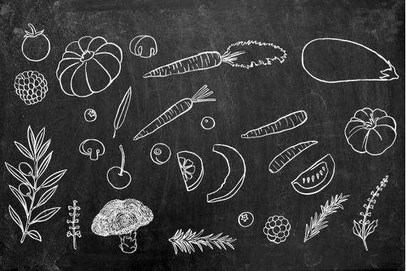 Chalkboard Clipart - Food Clipart - Farm Clipart - Fruit Clipart