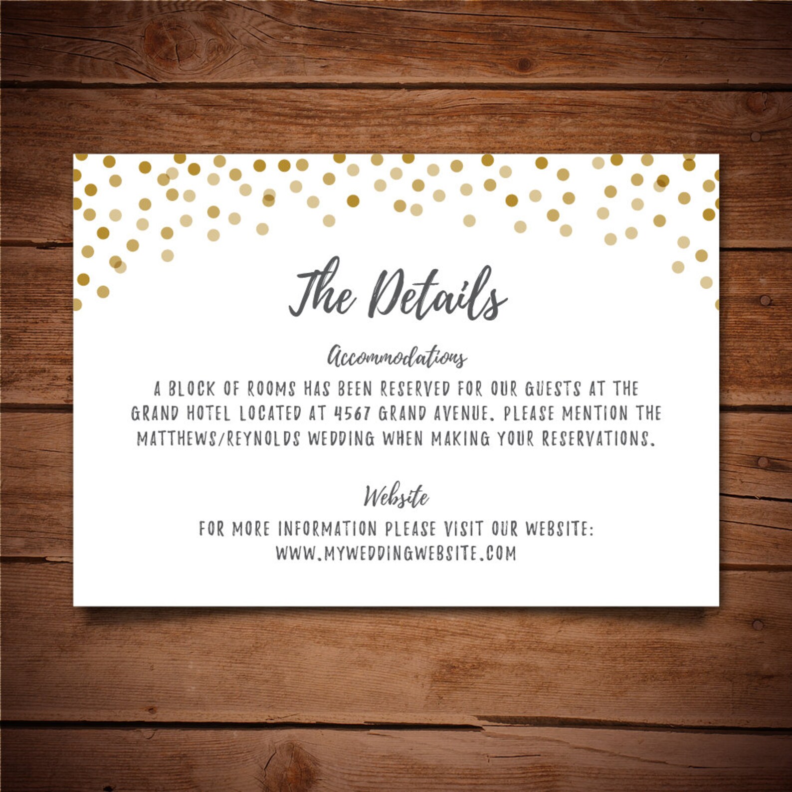 Printable Info Card Info Card Template DIY Wedding - Etsy