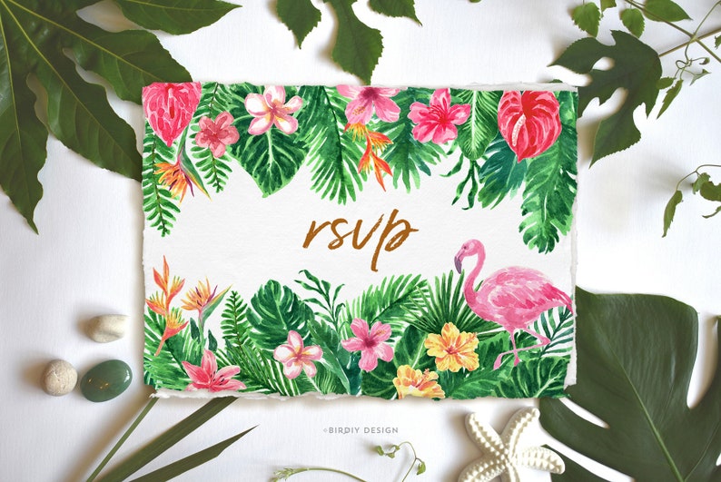 Digital Watercolor Tropical Leaf Watercolor Clipart Summer Clipart Greenery Clipart Jungle Clipart Palm Leaf Watercolor Floral Clipart