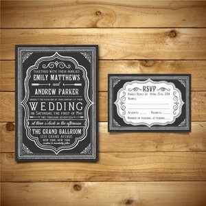 Hochzeitseinladung zum Ausdrucken & RSVP Vorlagen - Dark Grey and White - Instant Download - Editierbare MS Word Doc - Peony Collection