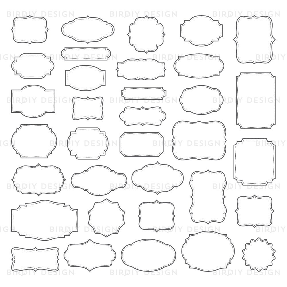 Vintage Frames Clip Art Set - Rustic Boho Clipart - EPS PNG and Photoshop Brush - Instant Download - Graphic Design Resources